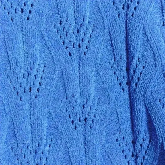 BCBGMAXAZRIA Women's Chenille Pointelle Blue Electric Sweater Size Xsmall - Picture 16 of 16